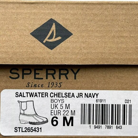 Sperry Saltwater Chelsea JR Baby/Toddler Girl's Duck Boots Size 6 Navy Blue/Aqua - Picture 8 of 12